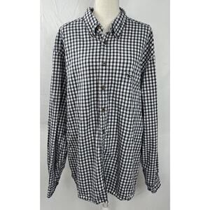 Eddie Bauer Mens L/S Button Down Shirt XL Tall Blue White Plaid 100% Cotton